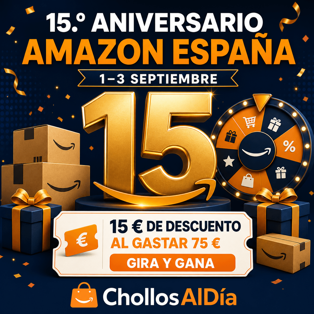 Amazon celebra su 15.º aniversario: 15 € de descuento al gastar 75 €