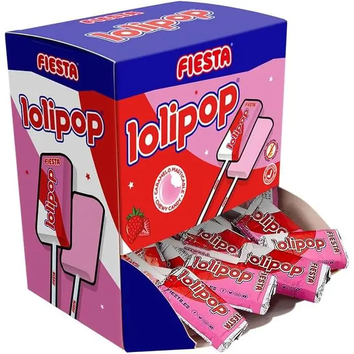 Lolipop Fresa - Caja 20 unid - Lolipop Sabor Fresa FIESTA - Edicion Especial 20 Unidades de Lolipop…
