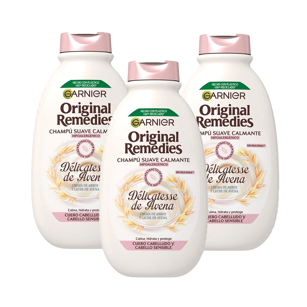 Garnier | Original Remedies Rutina Délicatesse de Avena champú, mascarilla y acondicionador para cuero cabelludo sensible