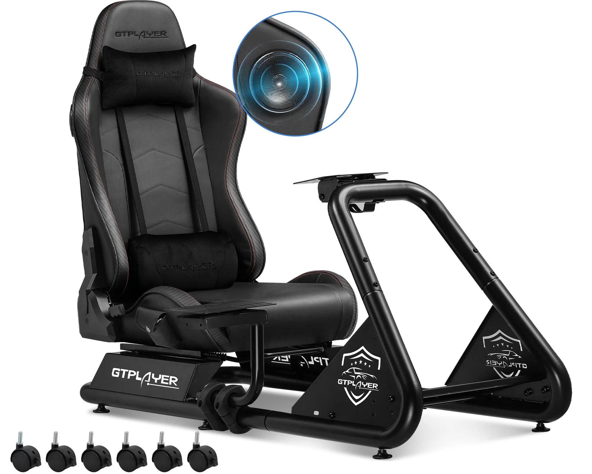 Simulador de Carreras Gtplayer, Cabina de Simulación de Carreras, Soporte para Volante con Altavoces, Soporte para Volante y…