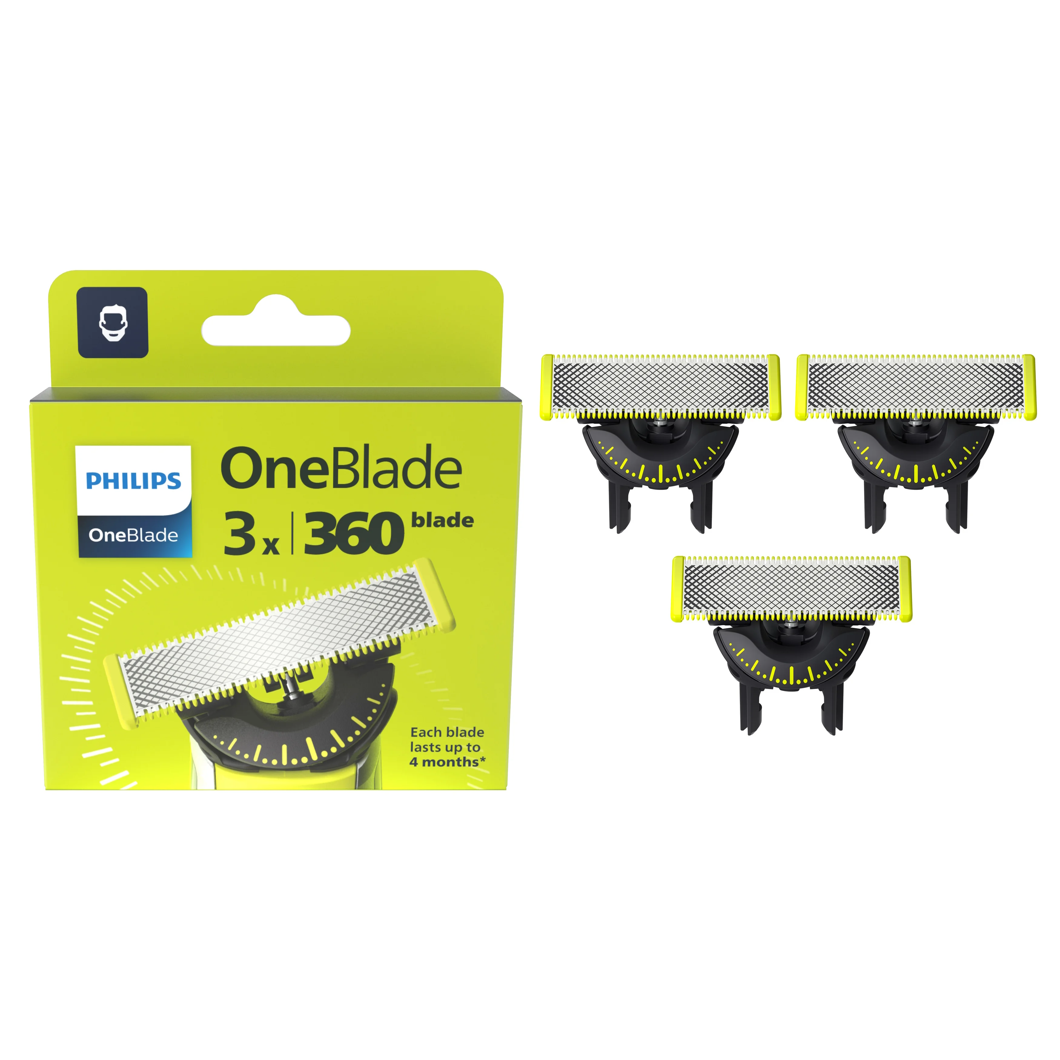 Philips Pack X3 Cuchillas OneBlade 360 Para Recortadora de Barba y Máquina de Afeitar Hombre, Compatible con todos…