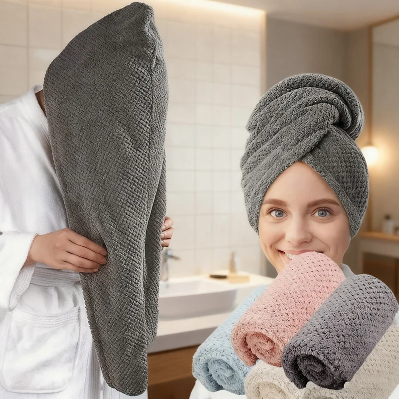 Toalla para el cabello seco para mujer (gorro para el cabello seco) - Microfibra suave de…