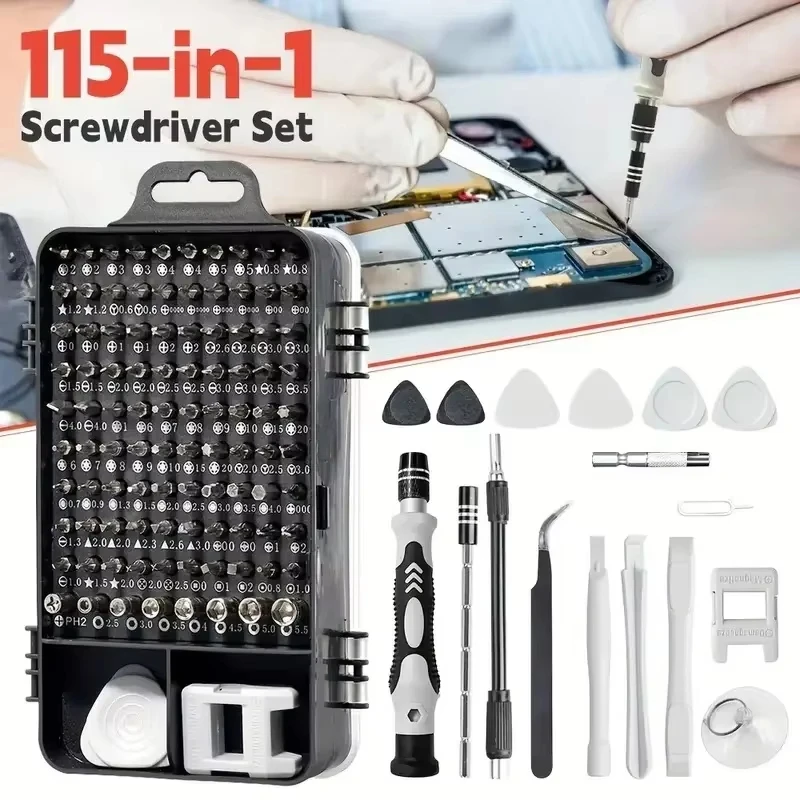 Juego de Destornilladores de Precisión 115 en 1 con Puntas Magnéticas - Kit de Herramientas de…
