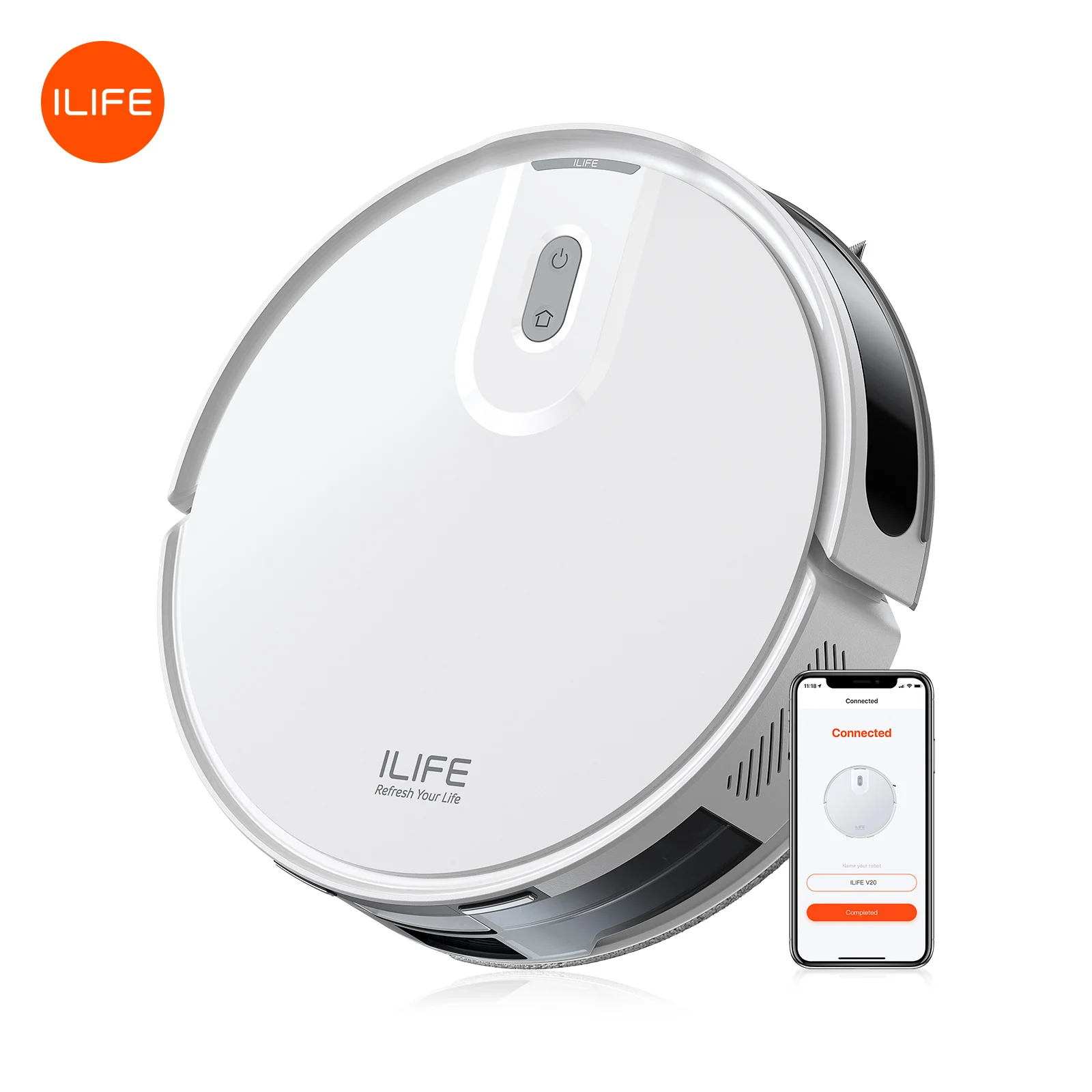 Aspiradora robot ILIFE V20, succión de 5000 Pa, navegación inteligente SOF LiDAR, control por aplicación, limpieza personalizable, autorecargable
