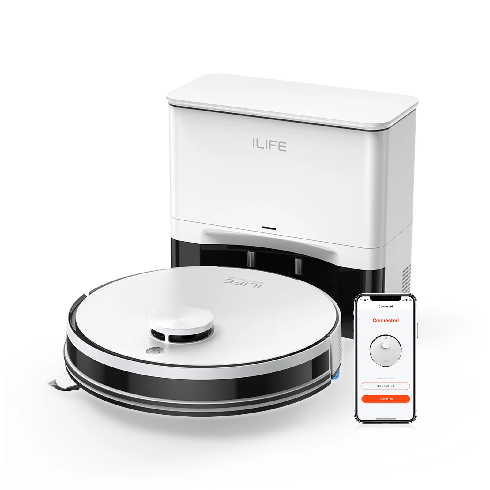Aspiradora Robótica ILIFE A30 Pro con Estación de Autovaciado Automático, Succión Potente de 5000 Pa, Navegación LDS, 180…