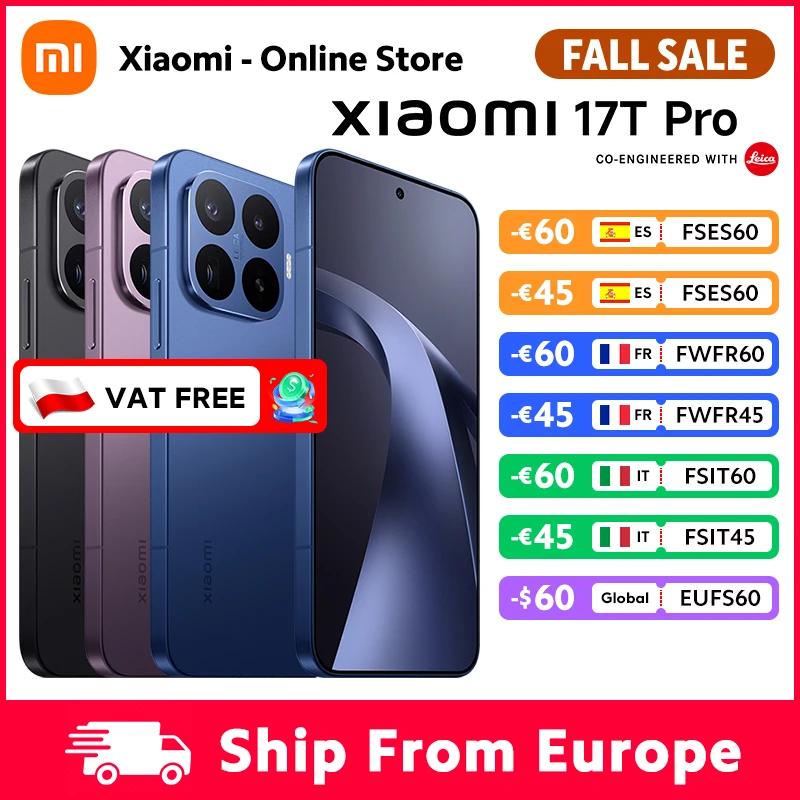 Versión Global del Smartphone Xiaomi 17T Pro, 12GB RAM, Batería de 7000mAh, HyperCharge de 100W, Pantalla AMOLED de…