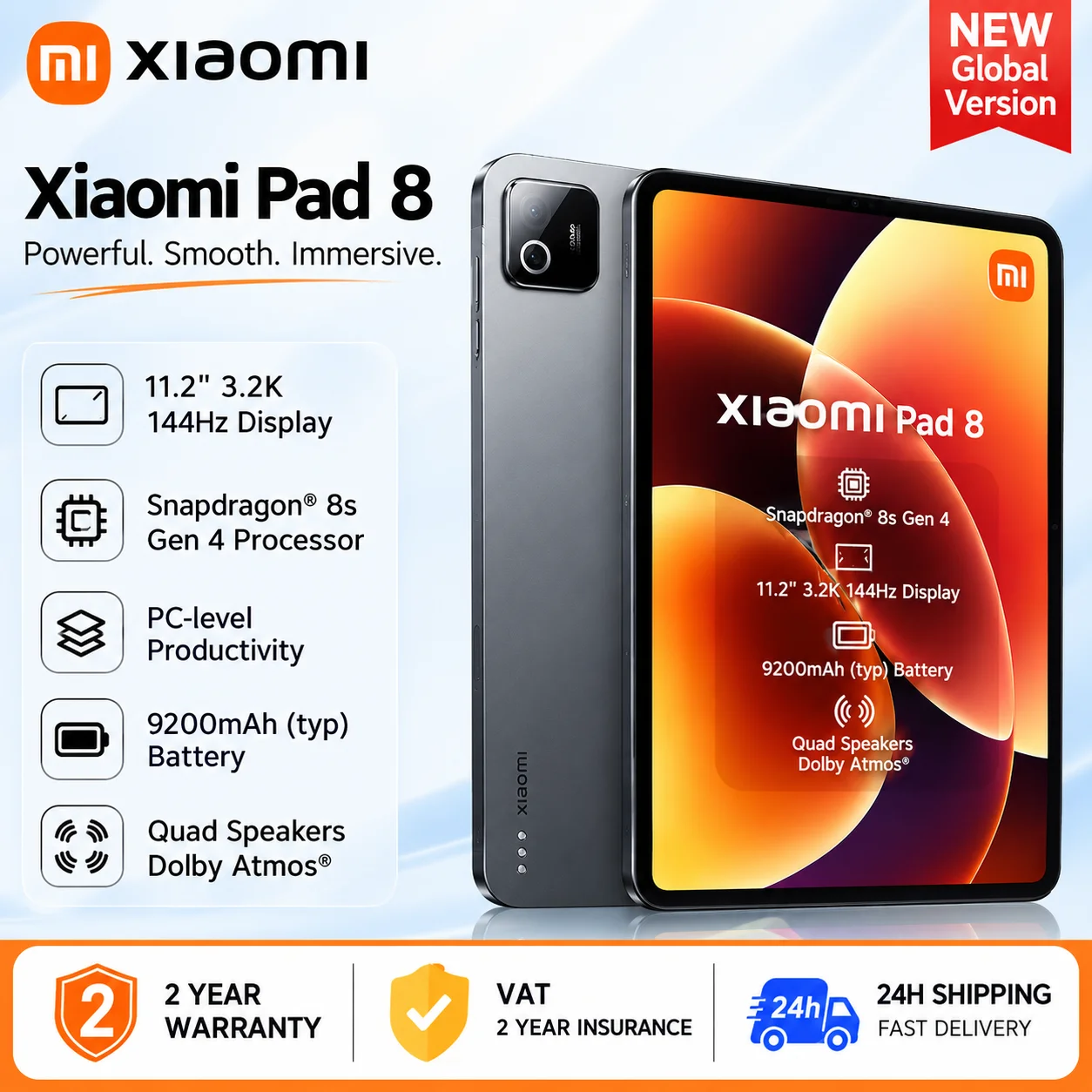 Xiaomi Pad 8 Versión Global Original, Snapdragon 8s Gen 4, Tablet PC con IA, Pantalla de 11.2'' 3.2K…