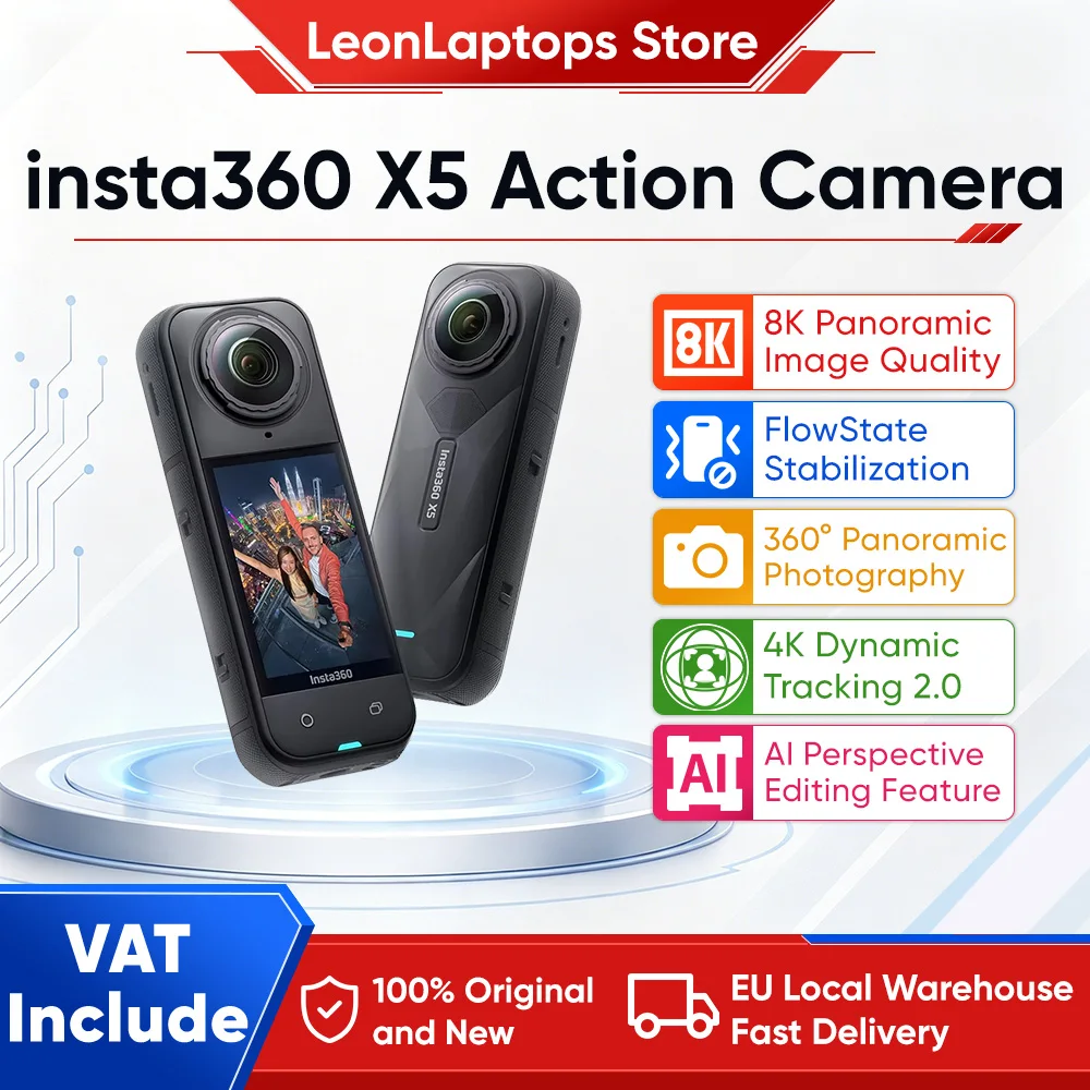 Cámara de acción insta360 X5 8K resistente al agua 49 pies 360 con sensores de 1/1,28 "48MP 8K…