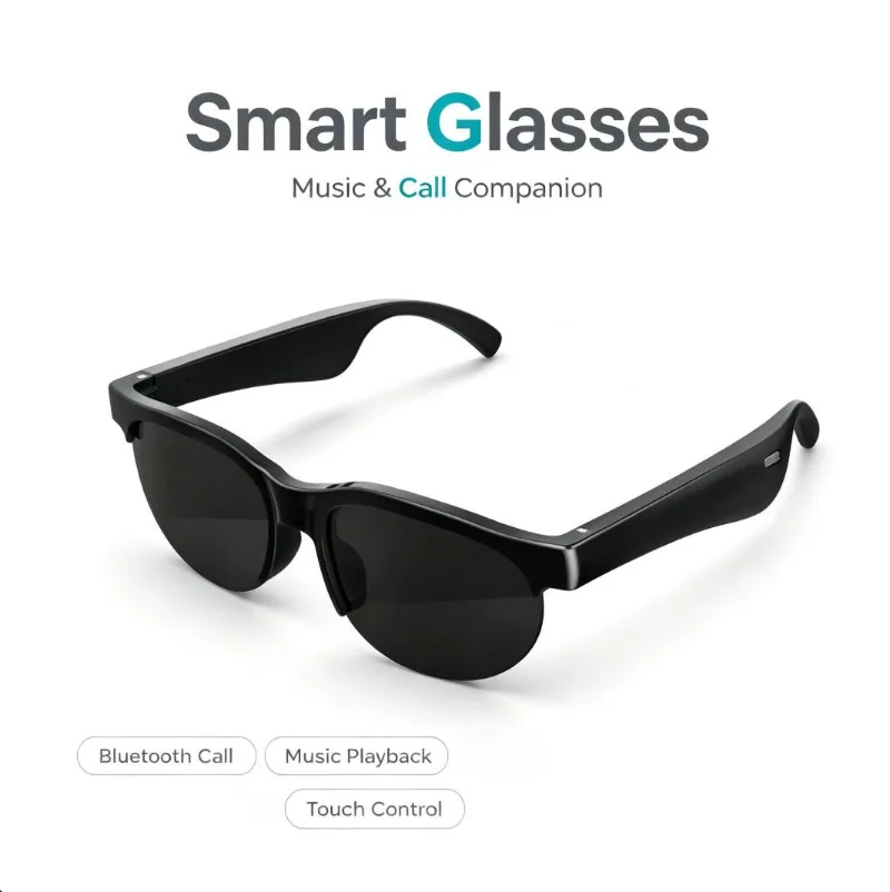Lentes Inteligentes con Bluetooth, Reproducción de Música, Control Táctil, Lentes Polarizadas, Gafas de Sol Inteligentes para Exteriores