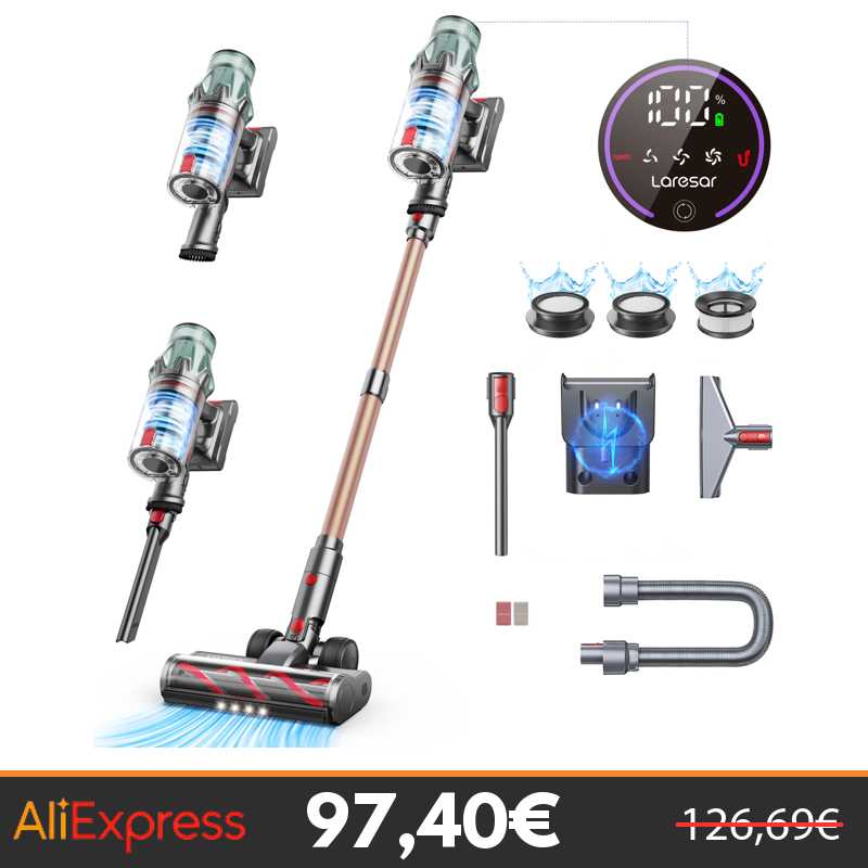 Laresar V7 PRO 600W 65000PA aspiradora inalámbrica electrodoméstico de mano función de aromaterapia manguera larga succión de sofá…