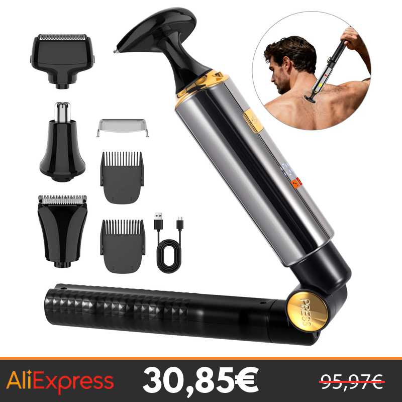 Hatteker Recortadora de pelo eléctrica extensible para todo el cuerpo, removedor de vello de zonas íntimas, afeitadora, cortadora…