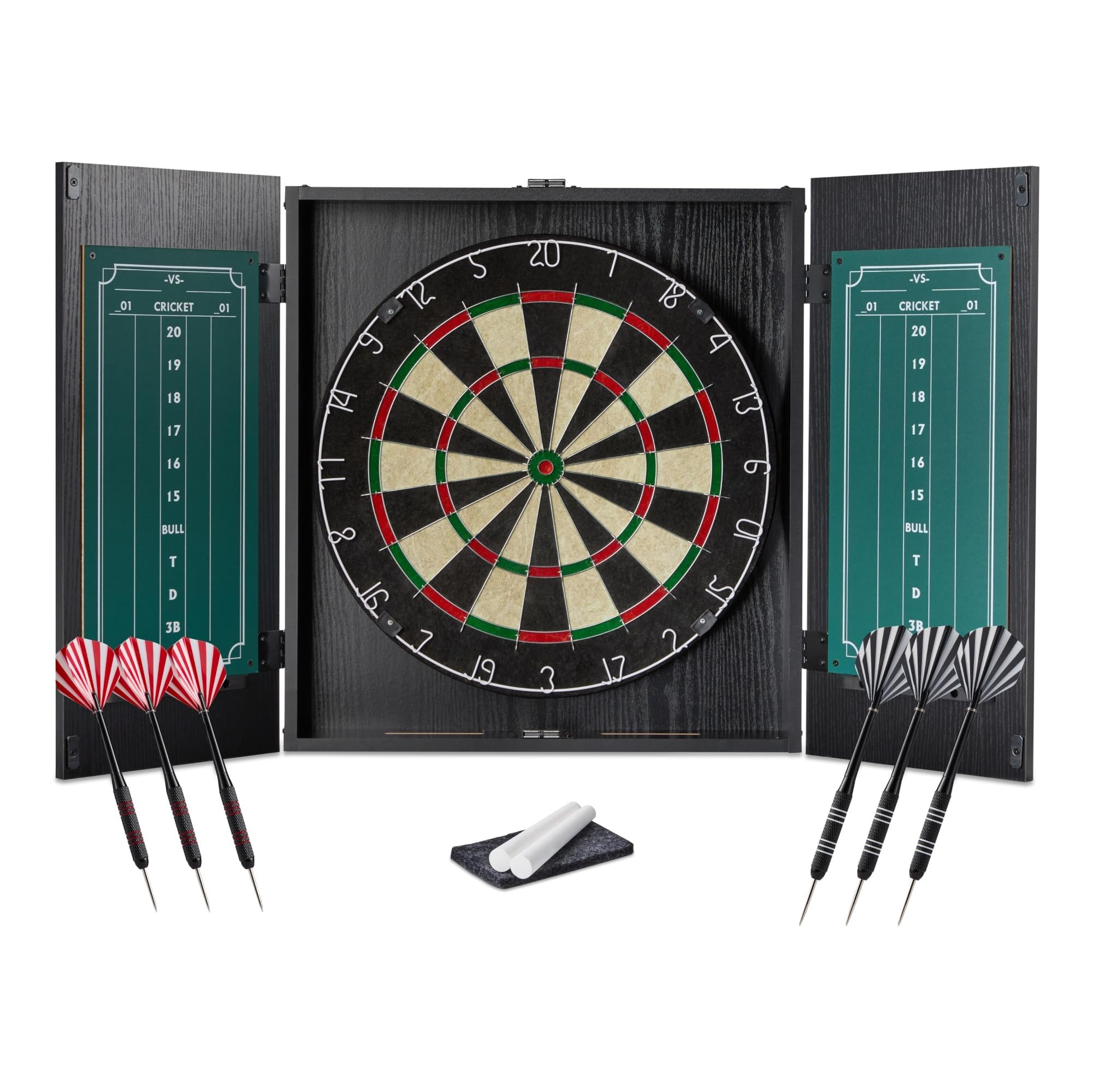 Amazon Basics - Mueble para diana y 6 dardos con punta de acero