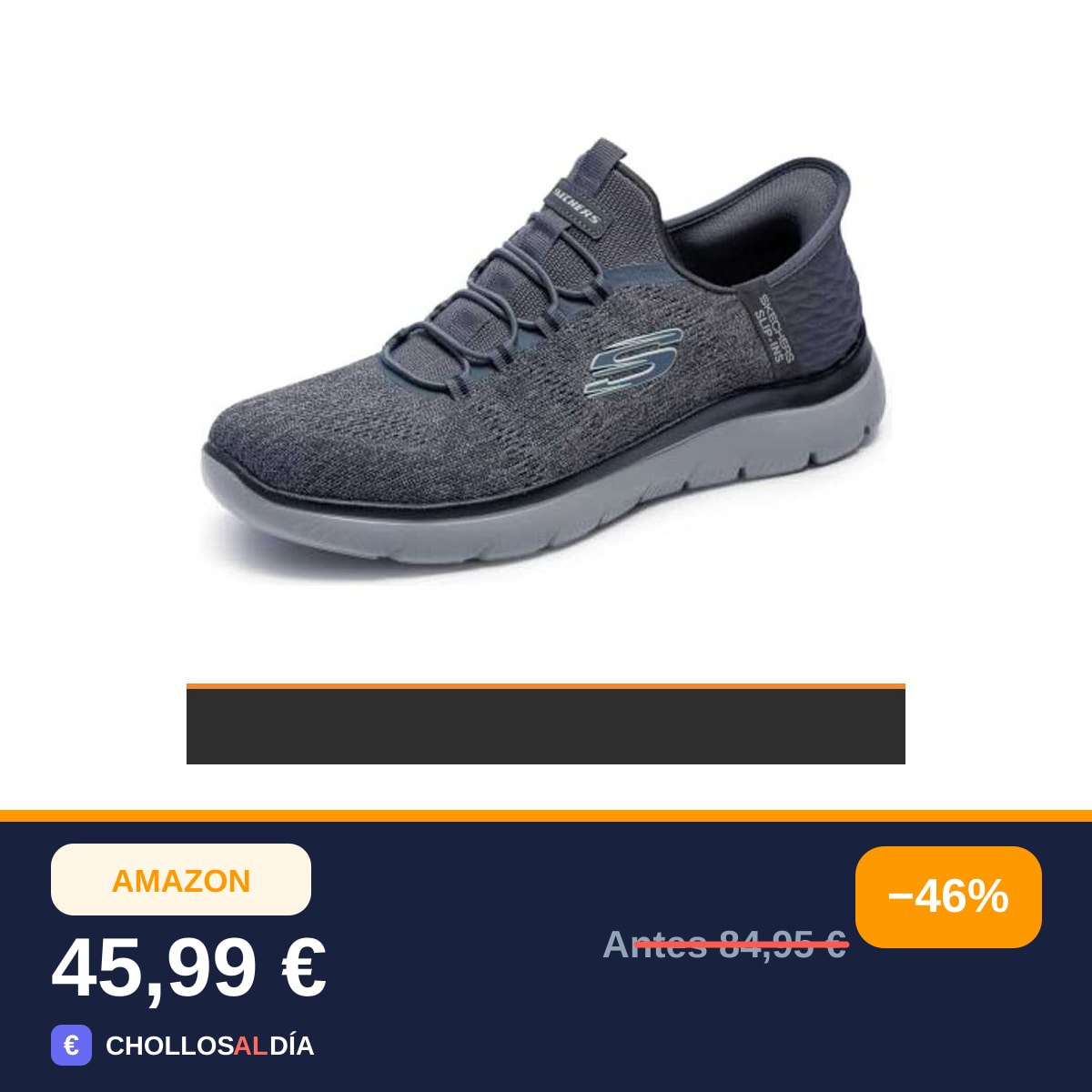 Skechers Hombre Summits Key Pace Slip-In ENTRENADOR, Charcoal Mesh/Black Trim, 41 EU