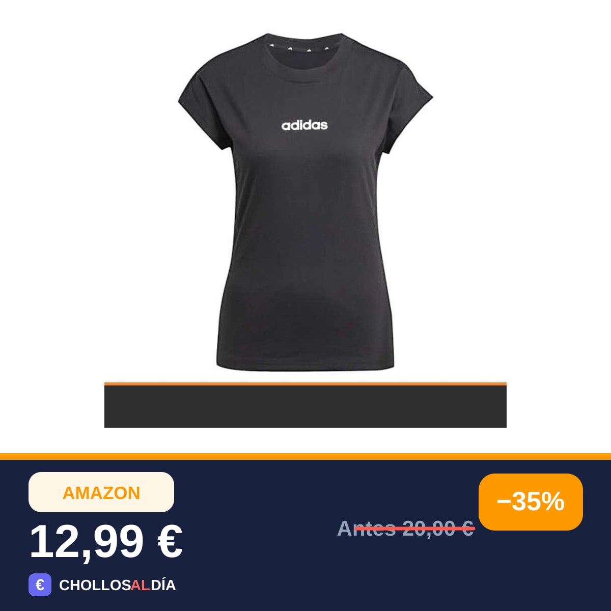 adidas Mujer Essentials Linear Cotton Shirt, Black/White, L