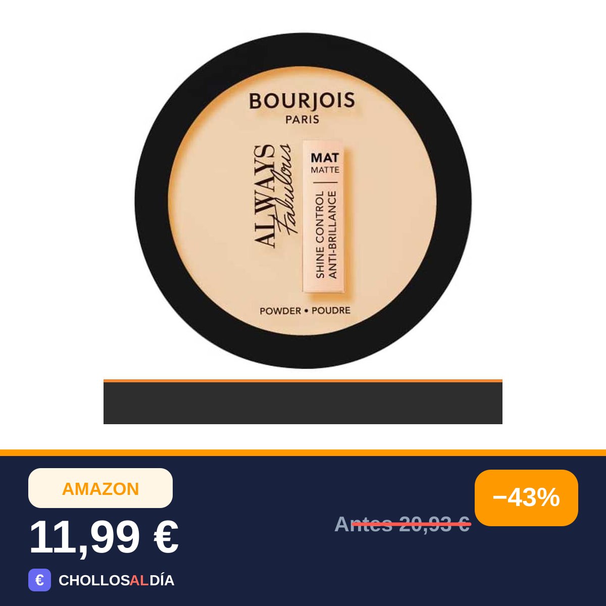 Bourjois Always Fabulous Powder Polvos compactos maticantes, Tono 108, 10 g