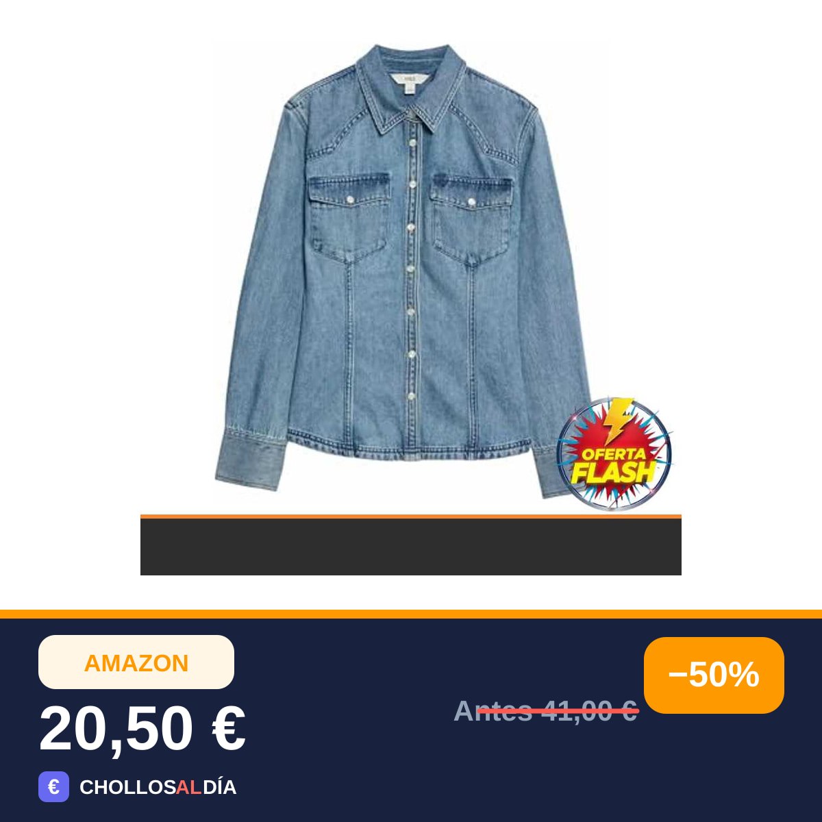 Marks & Spencer Camisa Denim Estilo Western UK 12 (EU 40)