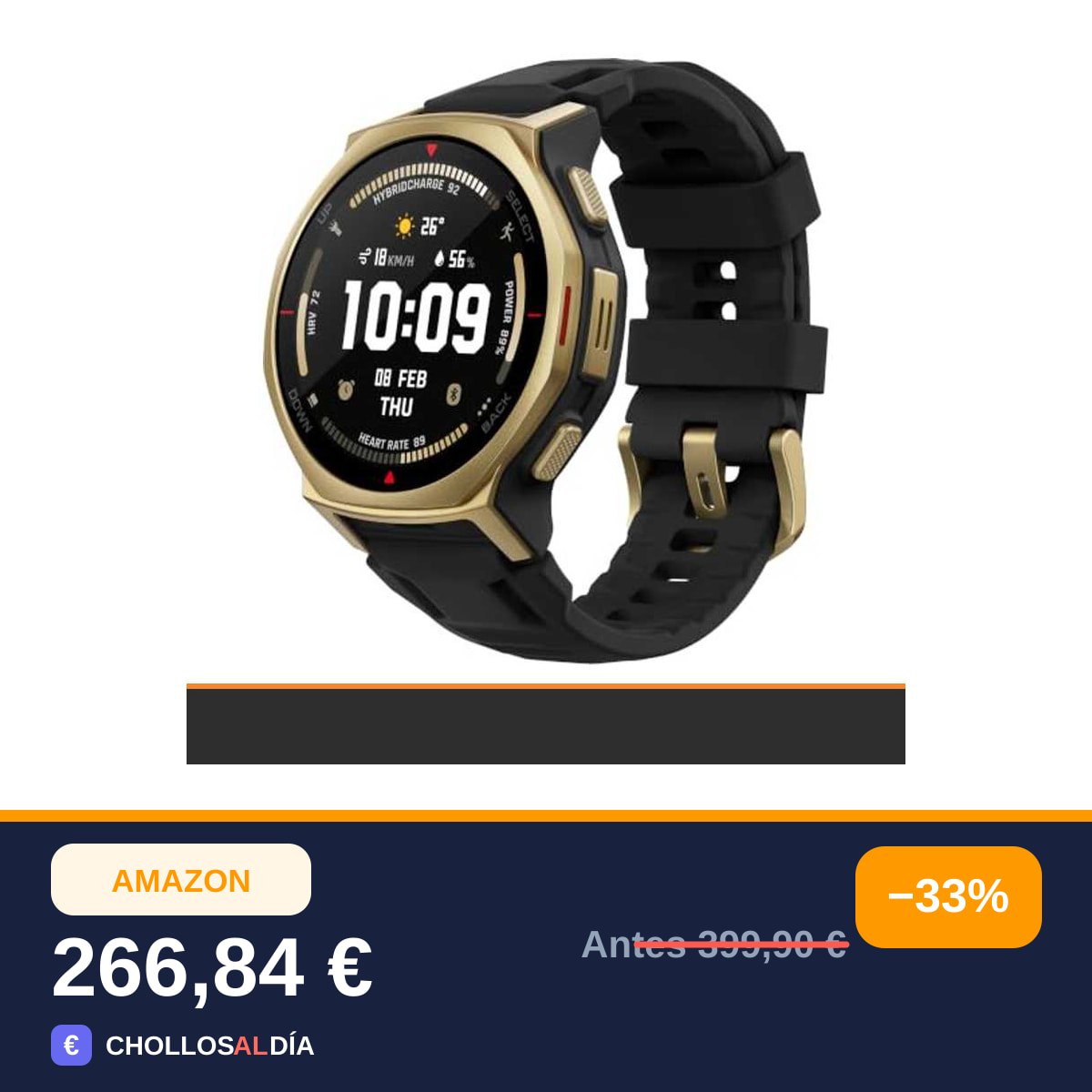 Amazfit T-Rex 3 Pro Reloj Inteligente Outdoor 44mm – Pantalla AMOLED Zafiro, Linterna, Bisel…