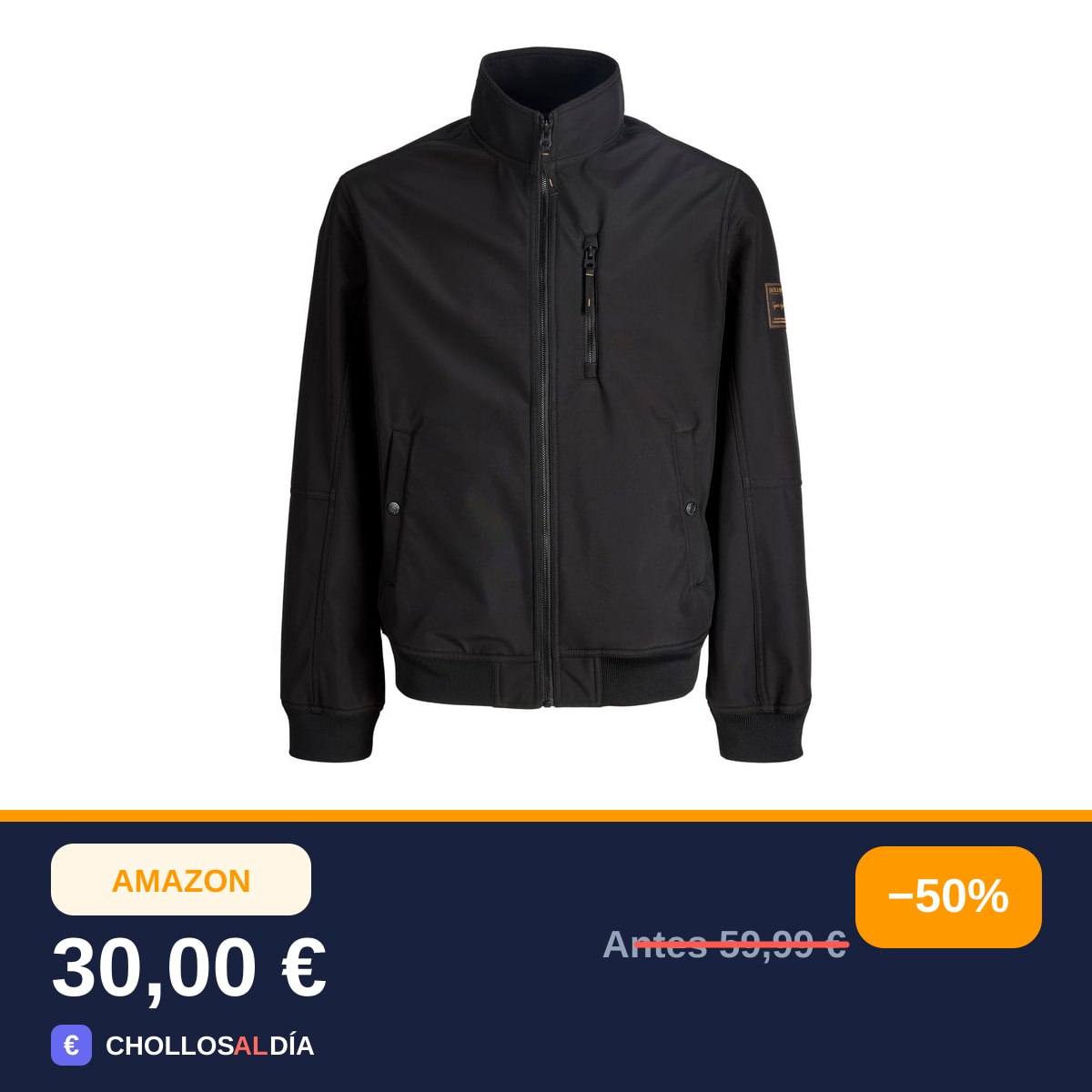 JACK & JONES Jjeparker Softshell Bomber Sn, Negro, x_l