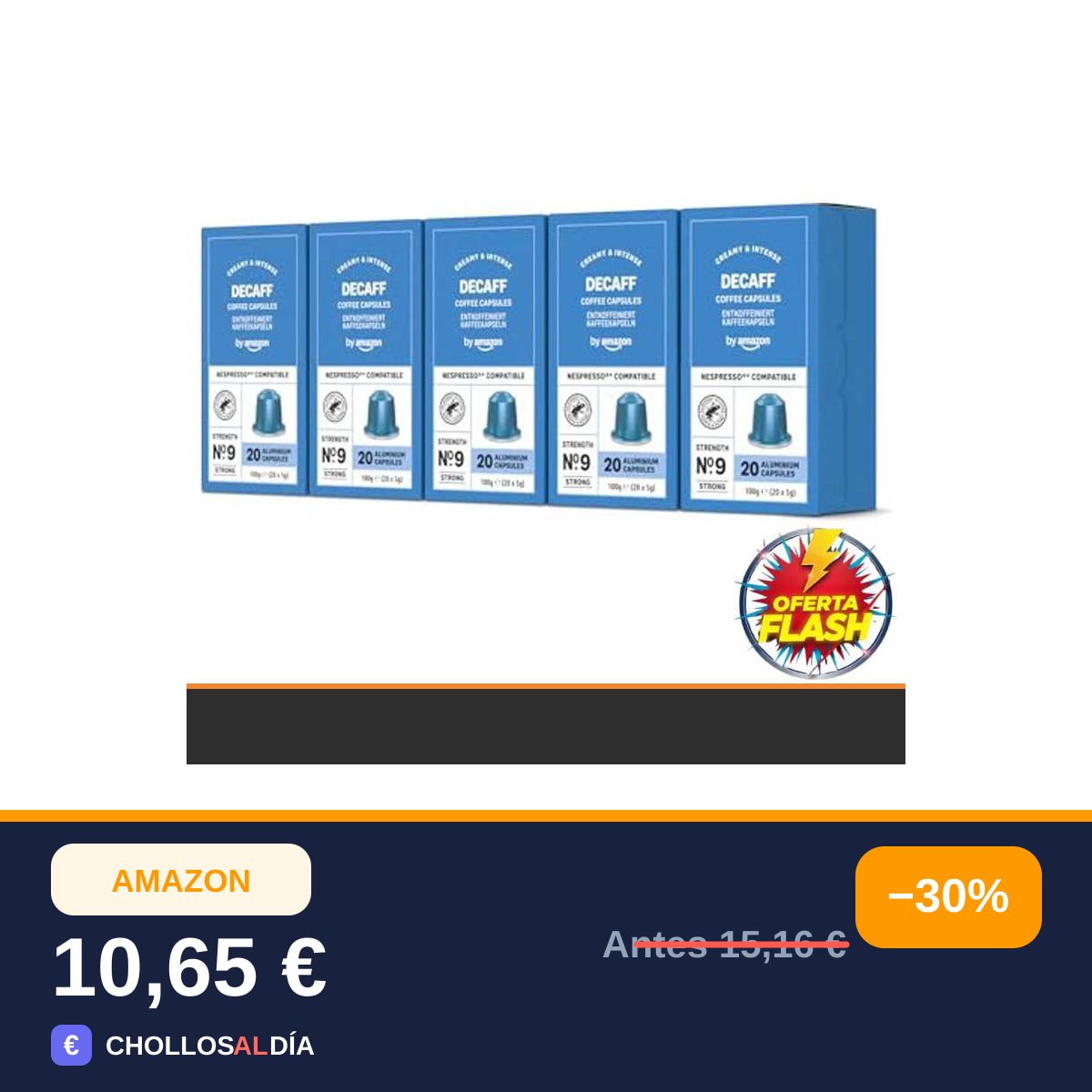 by Amazon - Cápsulas de café Espresso Descafeinado, tueste medio, compatibles con Nespresso,…