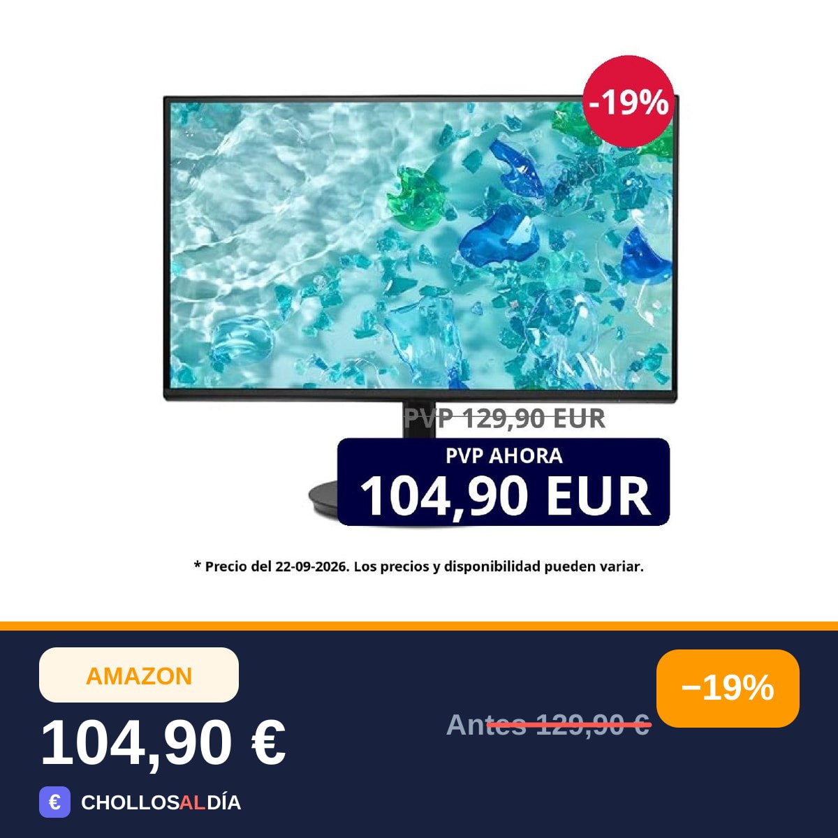 Acer Vero CB272GBIRF, Monitor 27" Full HD IPS 120 Hz (1920x1080, 16:9, 250 Nits, Tiempo de…