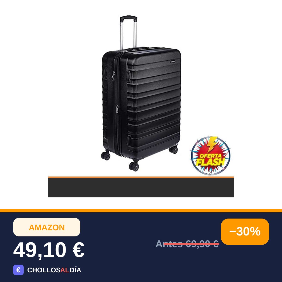 Amazon Basics Maleta Rígida Grande - Equipaje de Viaje Extensible ABS con 4 Ruedas Dobles…
