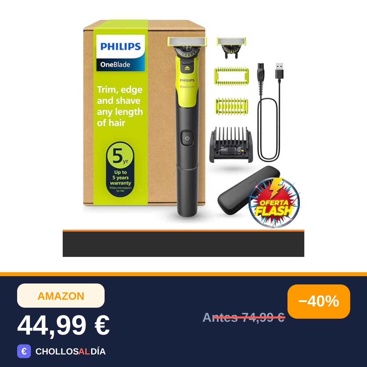 Philips OneBlade 360 Auténtico Barbero, Afeitadora y recortadora eléctrica facial y corporal…