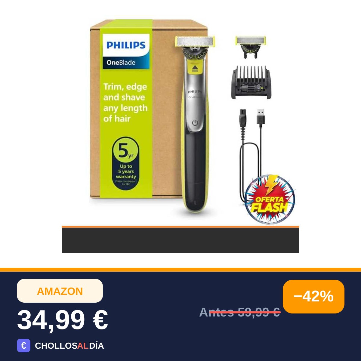 Philips OneBlade 360 - Maquinilla de Afeitar Híbrida, Barbero Eléctrico y Afeitadora, 2…