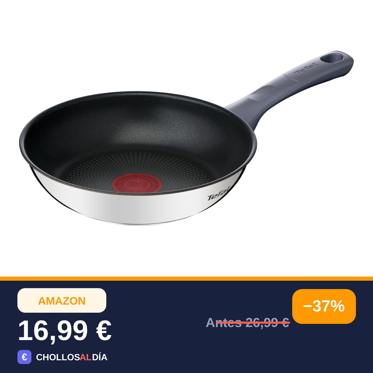 Tefal Daily Cook - Sartén 20 cm, Acero inoxidable