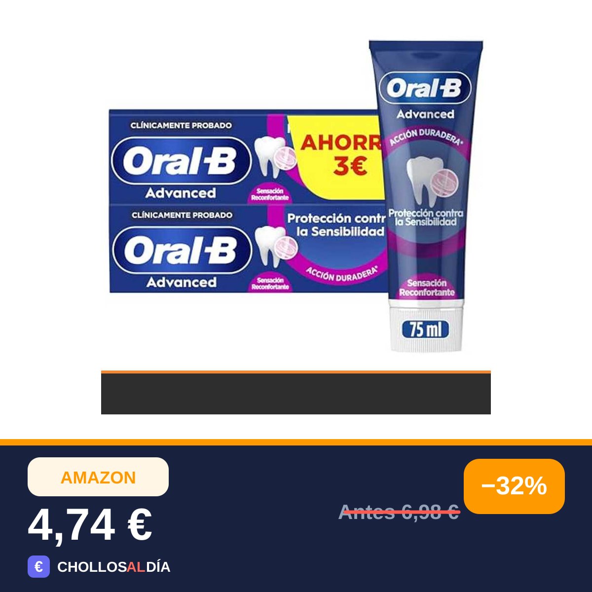 Oral-B Advanced Protección contra La Sensibilidad Pasta de Dientes, 2x75 ml