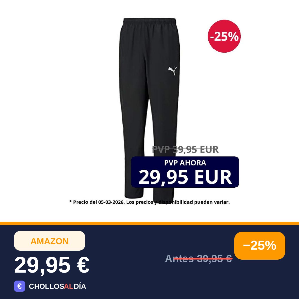 PUMA teamRISE Sideline Pants, Pantalón, Negro (Puma Black-Puma White), XXL EU