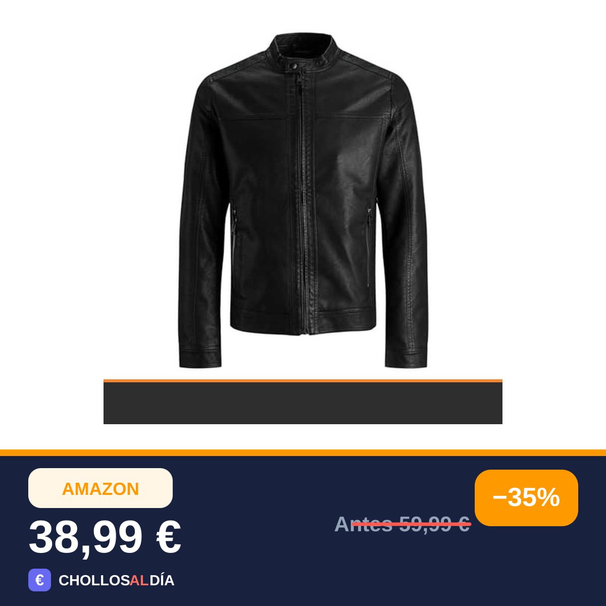 JACK & JONES Synthetic Leather Jacket Synthetic Leather Jacket Black XXL Black XXL