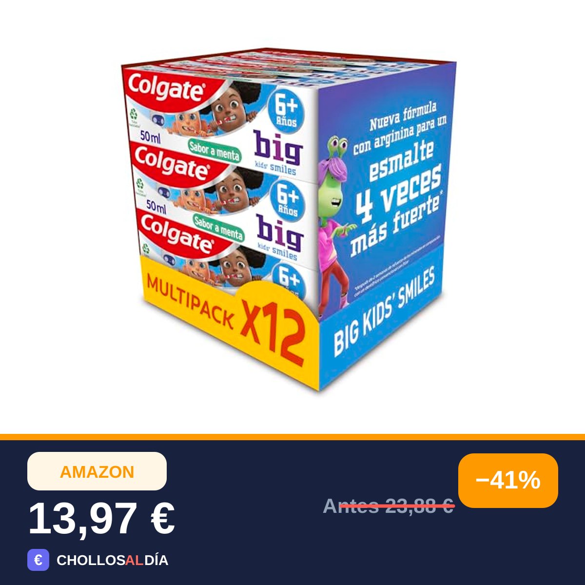 Colgate Kids Bluey Pasta de Dientes con Flúor para Niños - Pack 12 x 50 ml - Sabor…