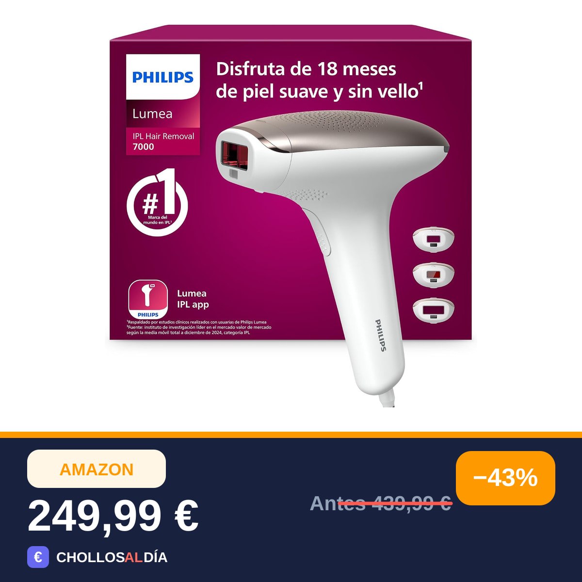Philips Lumea serie 7000, dispositivo de depilación IPL, alternativa de depilación láser, 3…