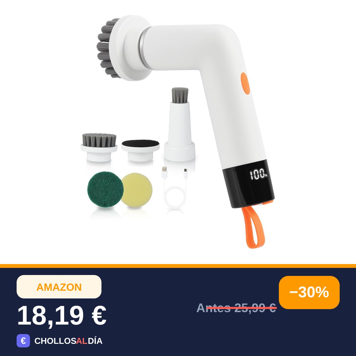 OTraki Cepillo Electrico Limpieza Hogar, Cepillo De Limpieza Electrico con 5 Cabezales…