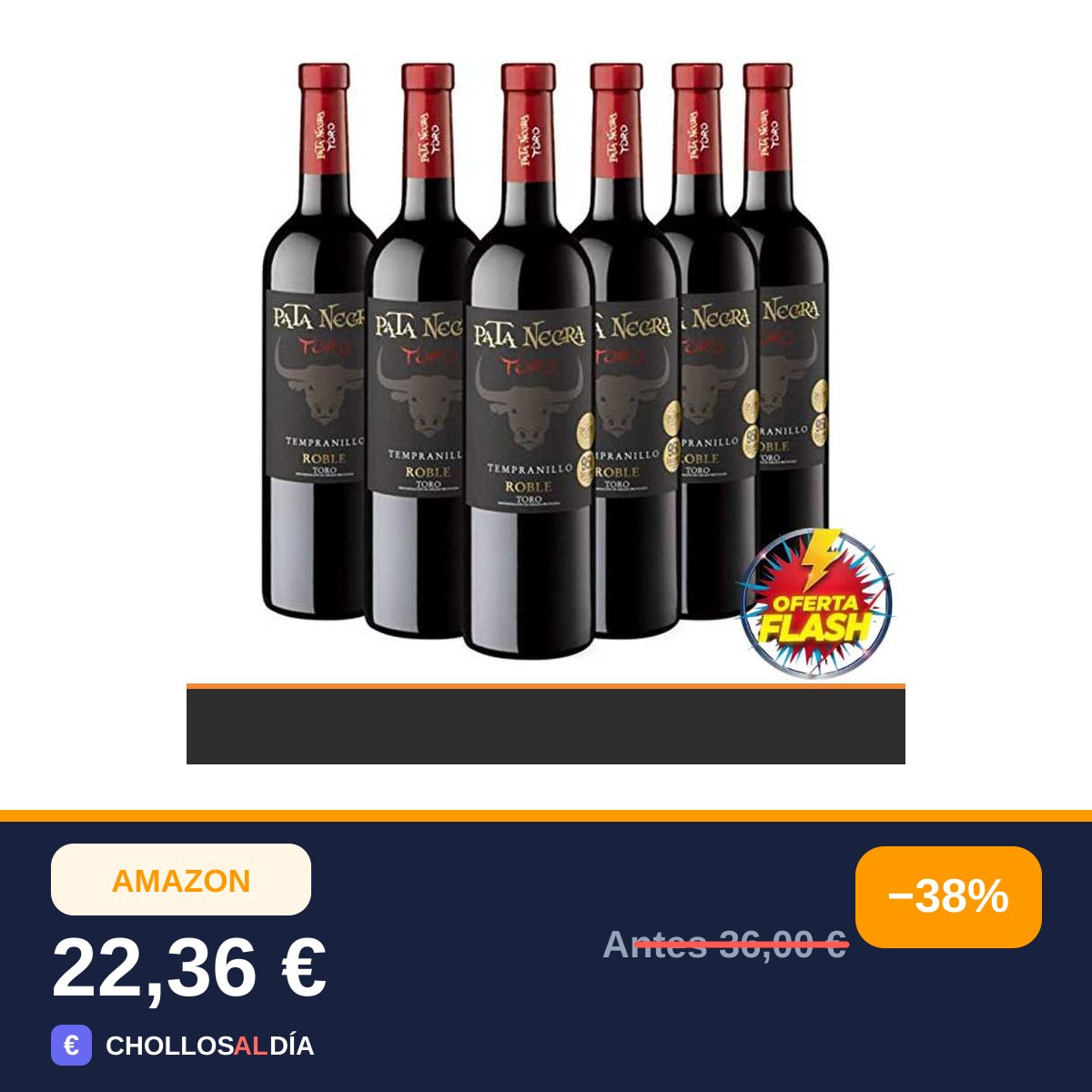 Pata Negra Roble - Vino Tinto D.O. Toro - Caja de 6 Botellas x 750 ml