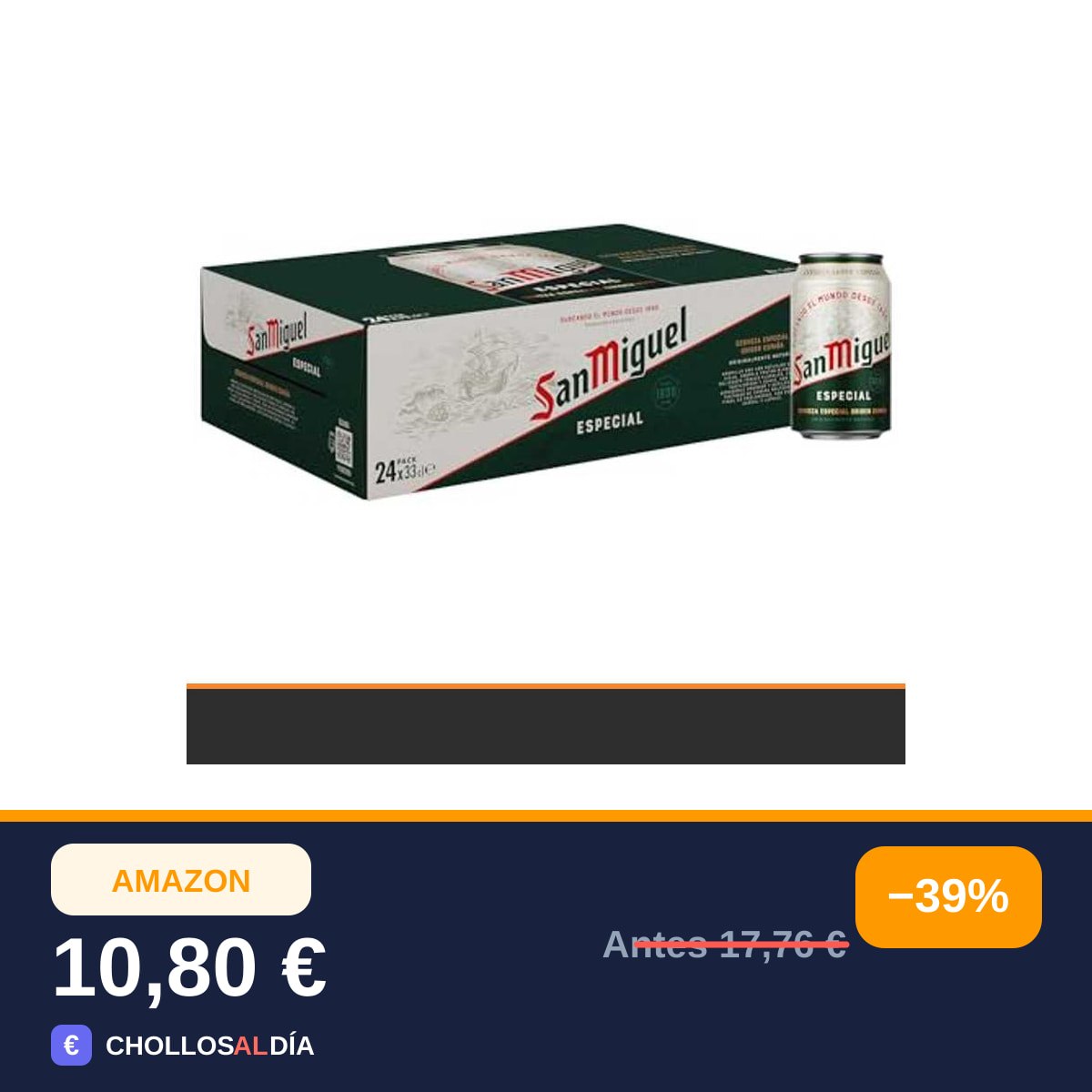 San Miguel Especial, Cerveza Lager Premium, Pack 24 Latas x 33cl