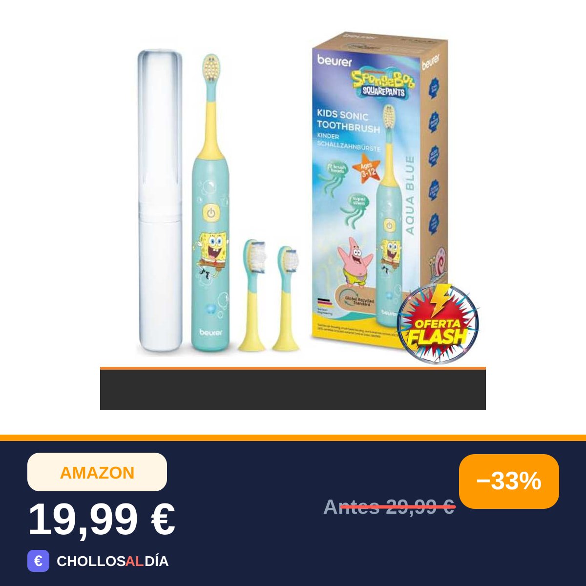 Beurer SC 11 Aqua Blue Bob Esponja cepillo de dientes eléctrico para niños