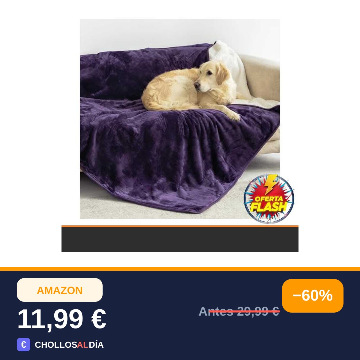 Dreamzie - Manta Impermeable Perro y Gato Suave - 127x152 cm - Morado