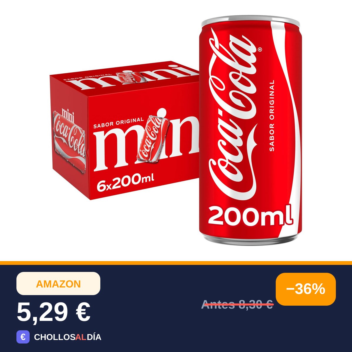 Coca-Cola Sabor Original Refresco de Cola Pack 6 Mini 200 ml