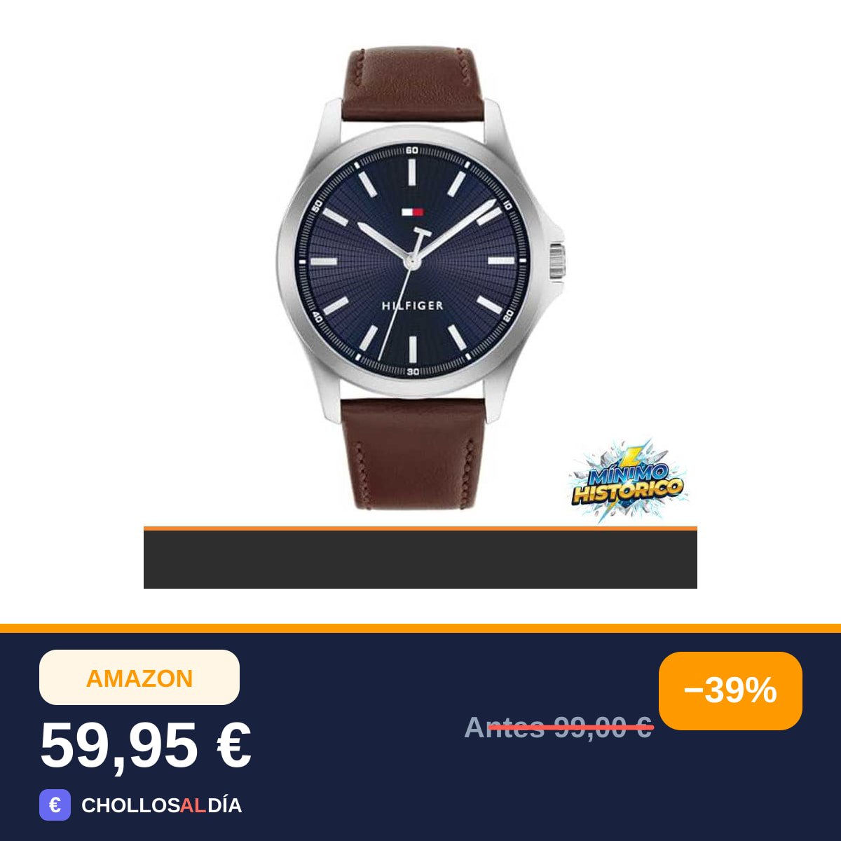 Tommy Hilfiger Reloj con Movimiento de Cuarzo de Tres Manecillas para Hombre con Correa de…