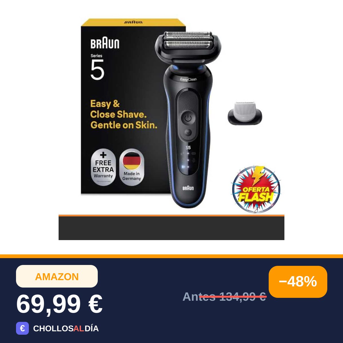 Braun Series 5 Afeitadora Eléctrica Hombre, 52-B1600S, Azul