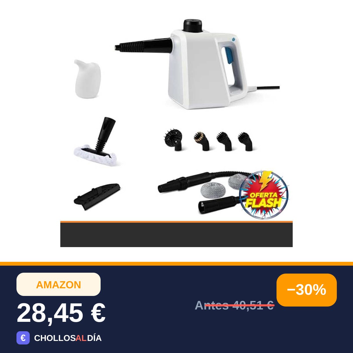 Amazon Basics Limpiador a Vapor Portátil para el Hogar con 9 Accesorios, Potente Chorro de…