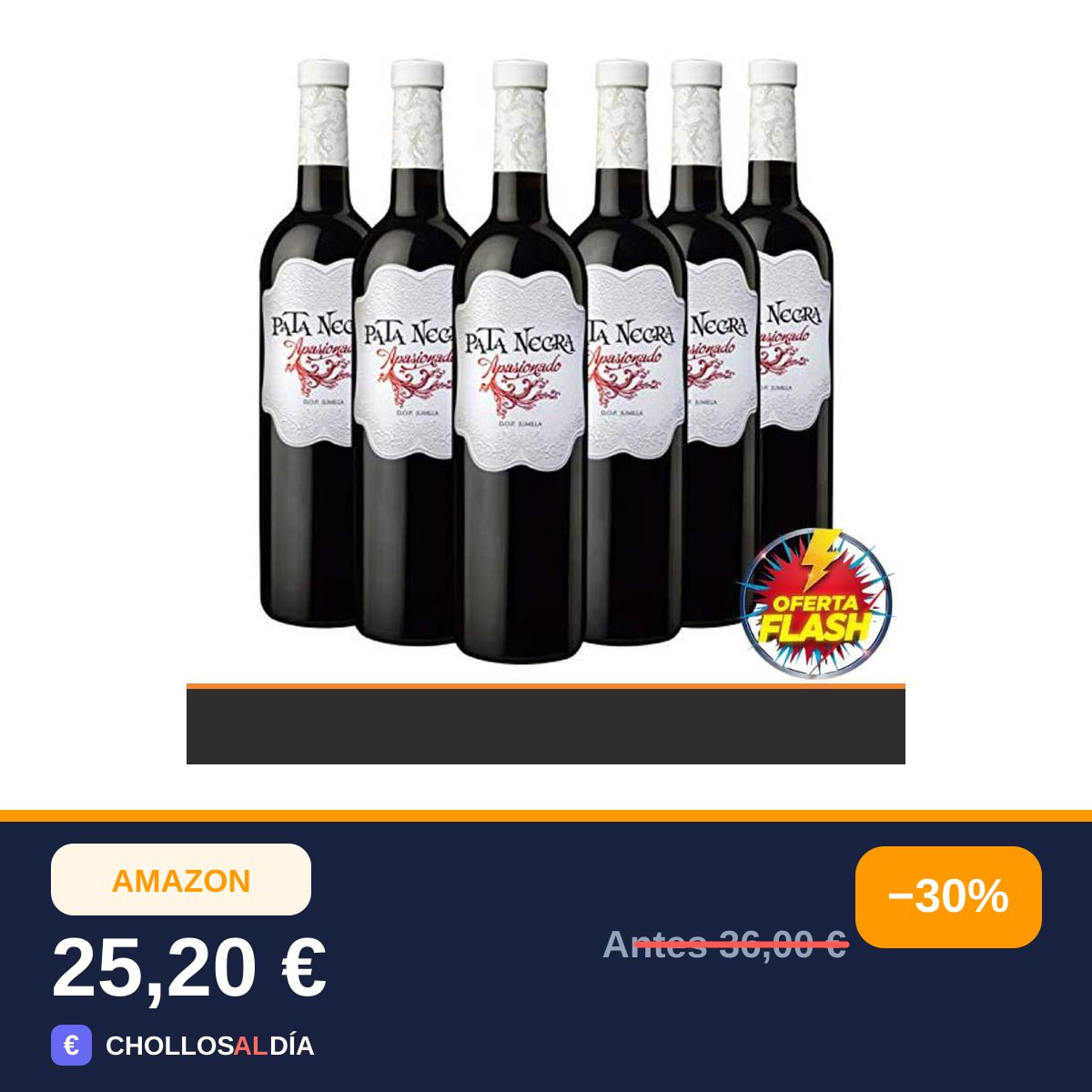 Pata Negra Apasionado - Vino Tinto D.O Jumilla - Caja de 6 Botellas x 750 ml
