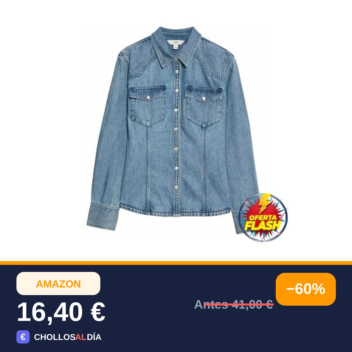 Marks & Spencer Camisa Denim Estilo Western UK 10 (EU 38)