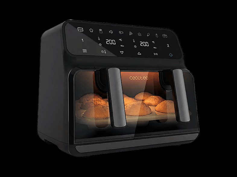 Freidora de aire - Cecotec Cecofry Advance 9000 Window, 2200 W, 9 L, Doble Cesta, 4.5 6 Modos,…