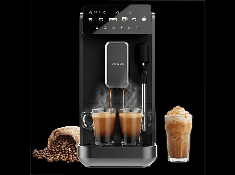 Cafetera superautomática - Cecotec Cremmaet Lungo Steam, Vaporizador, 5 bebidas, Pantalla táctil, 19 bares,…