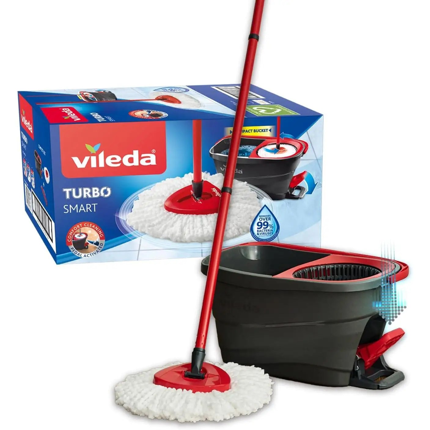 VILEDA Turbo Smart con fregona completa y cubo con escurridor